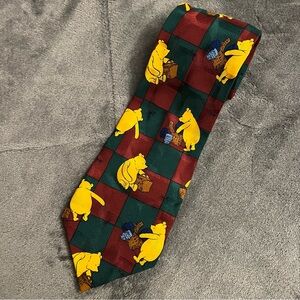 Vintage Classic Pooh Picnic Red Green Neck Tie